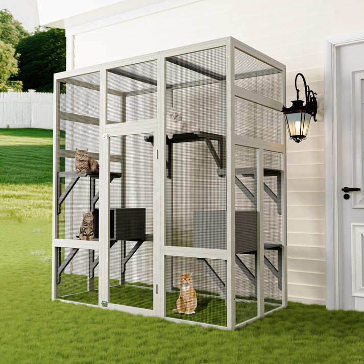 Catio de gatos con estructura resistente